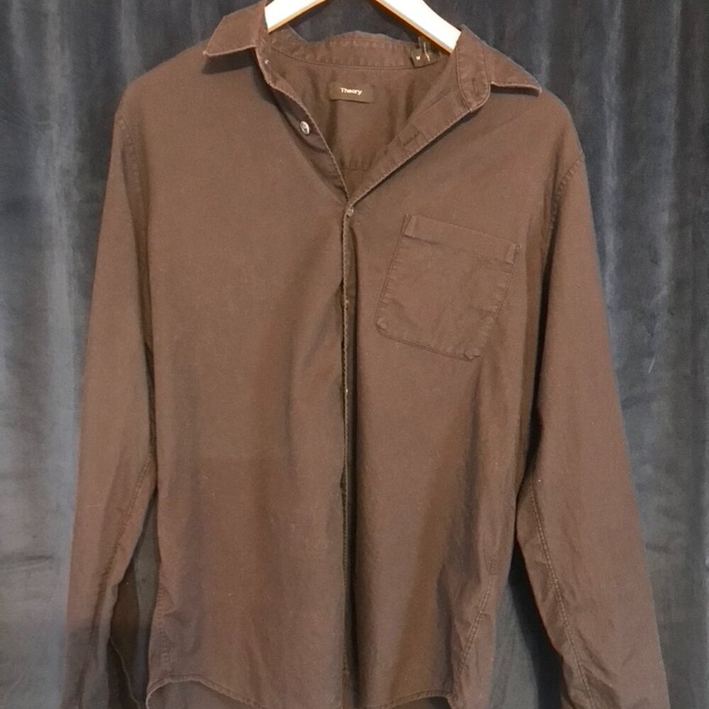 Theory Mens Size Medium Button Down Black